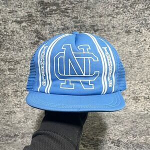 Vintage North Carolina Tar Heels Trucker Hat UNC Collegiate 80s 90s Blue White